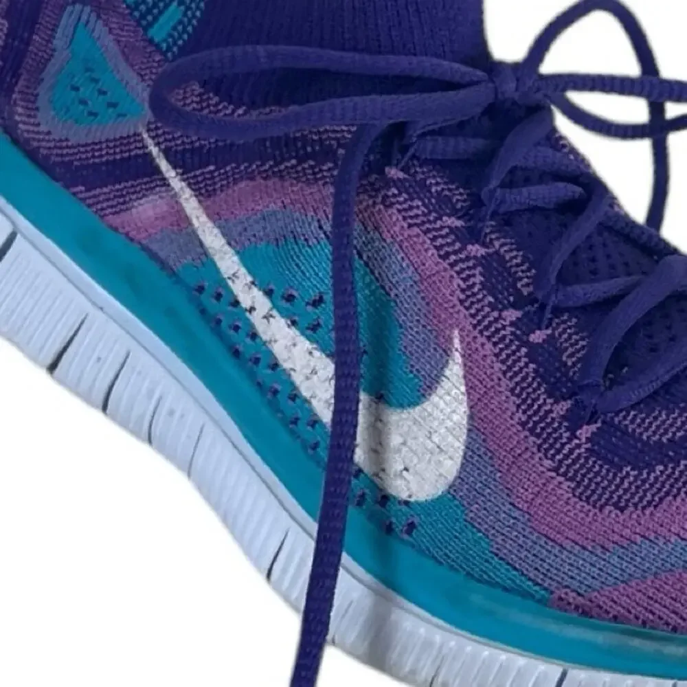 Nike Free Women’s Sneakers Running Teal Purple Pink Stretch Fabric Size 7.5